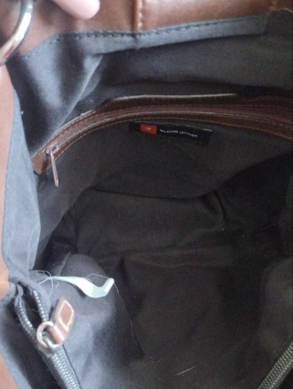 Wilsons Leather Vintage Black Canvas & Brown Leather Bucket Bag - Picture 10 of 13